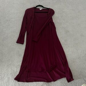 Burgundy Long Sleeve two piece maternity dress